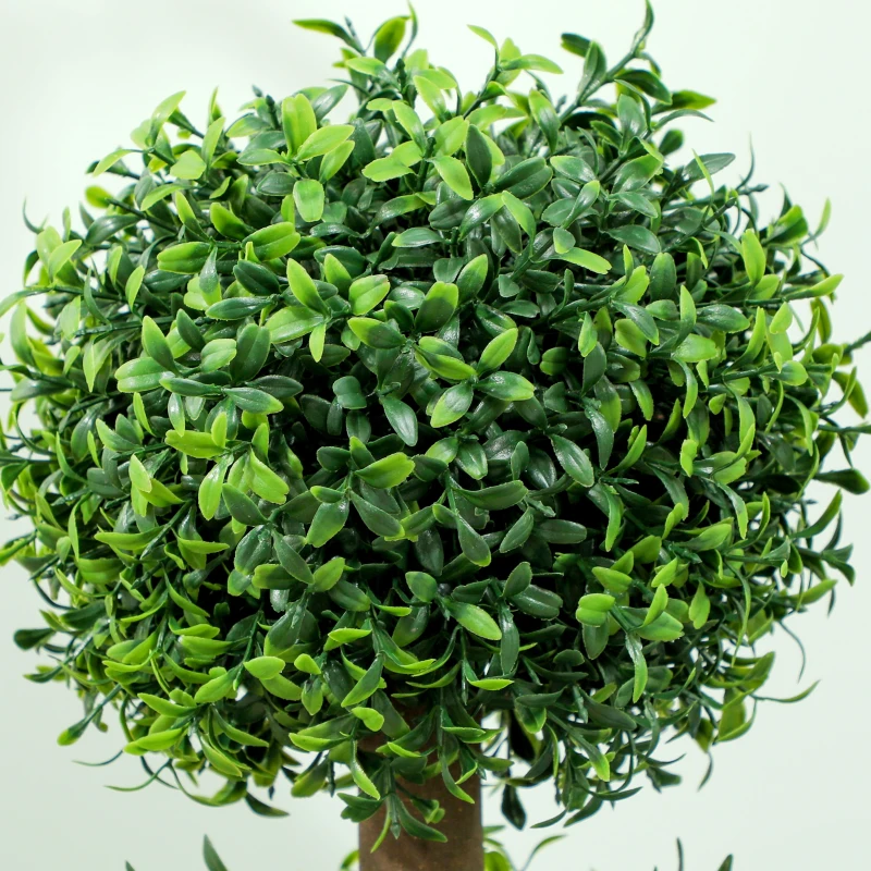 HOMCOM 2er-Set künstliche Bäume 101,6 cm 3 kugelförmige buxus Topiary-Pflanzen künstliche Pflanze grün PE mit Innen- und Außentopf