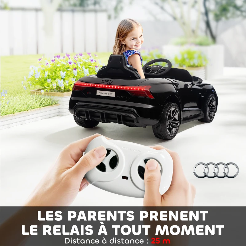 HOMCOM Voiture électrique enfant 12 V - véhicule électrique avec télécommande parentale fournie - V. Max. 5 Km/h - effets sonores, lumineux - Audi RS E-tron GT noir(m-5)