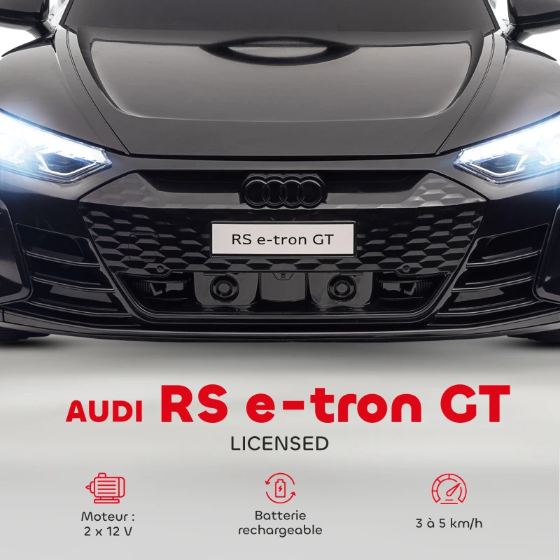 HOMCOM Voiture électrique enfant 12 V - véhicule électrique avec télécommande parentale fournie - V. Max. 5 Km/h - effets sonores, lumineux - Audi RS E-tron GT noir(m-4)