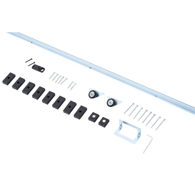 HOMCOM Kit Porta Scorrevole in Metallo con Utensili, Rulli, Guida, Blocchi e Chiave Esagonale, 186x2.5x3.77 cm