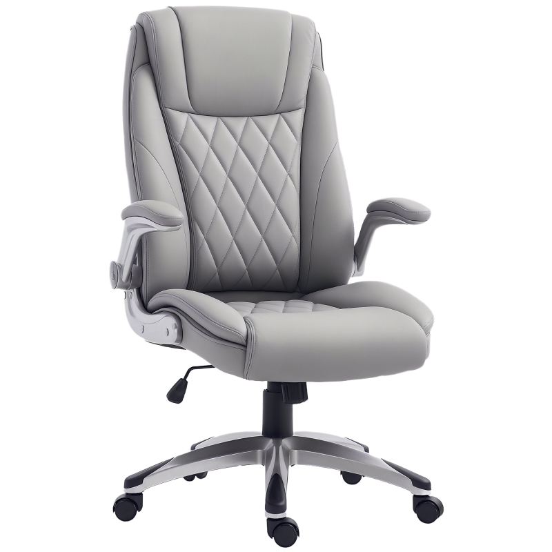 HOMCOM Fauteuil de bureau chaise de bureau ergonomique hauteur réglable roulettes pivotant P.U 70 x 71 x 121 cm gris