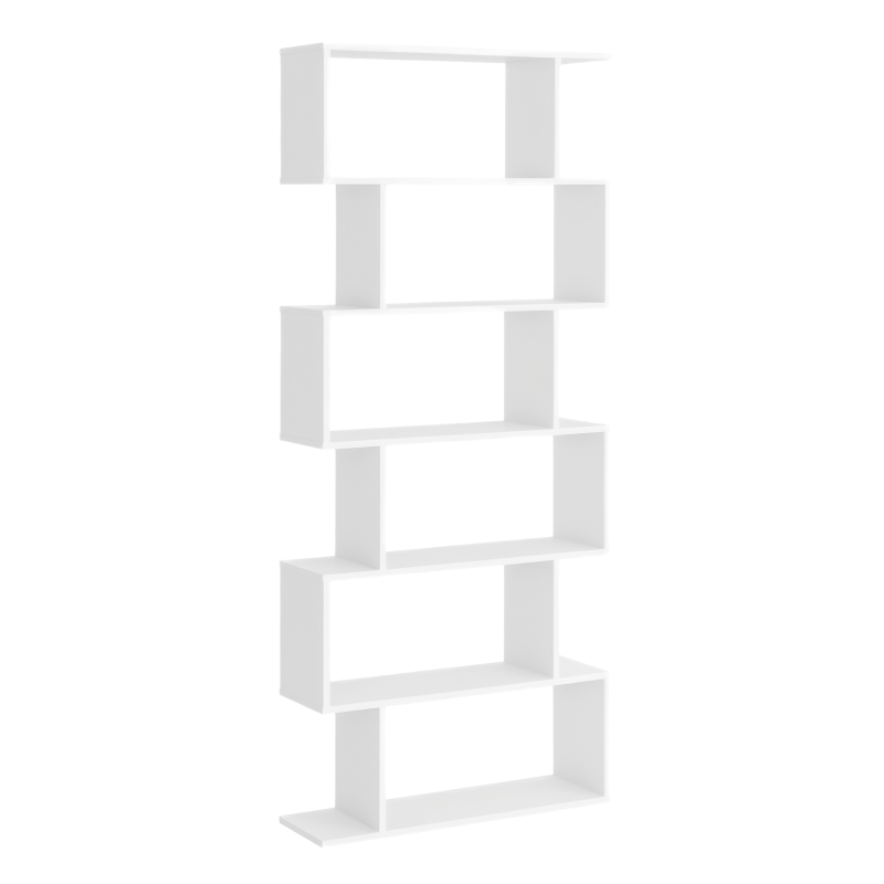 HOMCOM Estantería para Libros Moderna Librería con 6 Estantes para Comedor Salón Estudio 80x23x192 cm Blanco