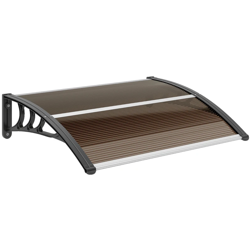 Outsunny Marquise de Proteção 75x100 cm para Portas e Janelas contra Sol e Chuva com Suporte de Liga de Alumínio Marrom e Preto