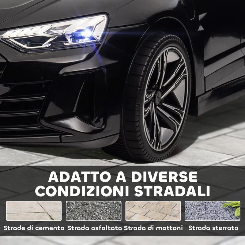 HOMCOM Macchina Elettrica per Bambini 5 Anni con Licenza Audi, Telecomando e Musica, Nera