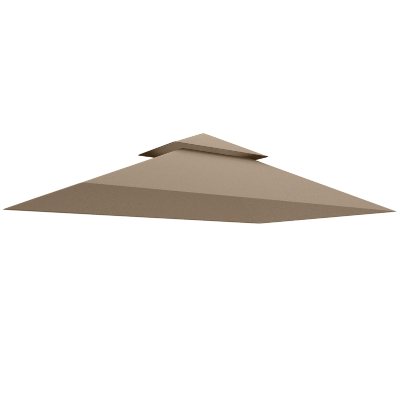 Outsunny Grill Gazebo Replacement Canopy Roof for 1.5 x 2.4m Frame, UPF50+ Protection, Double Tiered 5' x 8' Outdoor BBQ Gazebo Cover Replacement, TOP COVER ONLY, Khaki