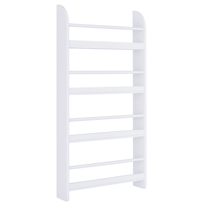 HOMCOM Libreria da Parete con 4 Ripiani in Legno Bianco Impermeabile, Carico Massimo 30kg (59cm x 12cm x 113cm)