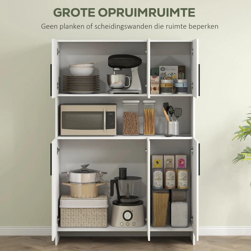 HOMCOM Keukenkast, 4 Kasten, 6 Deuren, 12 Scharnieren, Werkblad, Spaanplaat, Wit(m-4)