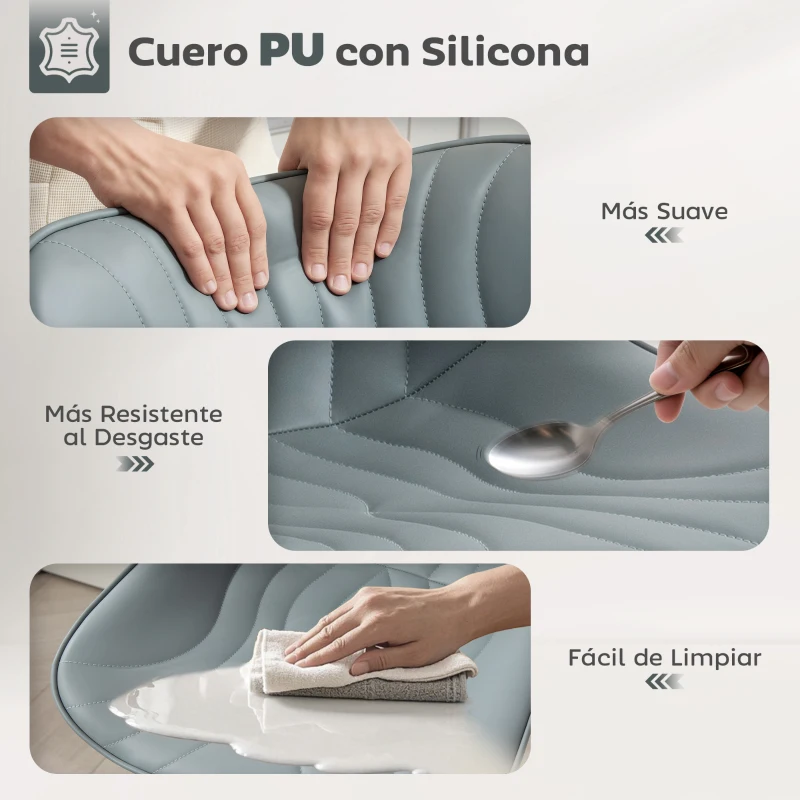 HOMCOM Juego de 2 Taburetes de Bar con Altura Ajustable Respaldo Asiento de Piel Sintética Marco de Acero y Reposapiés Gris