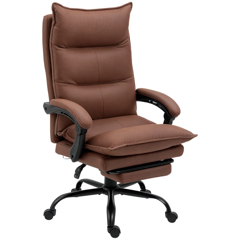 Vinsetto Fauteuil de bureau massant et chauffant, chaise de bureau, hauteur réglable, dossier inclinable, 66x74x121,5cm marron