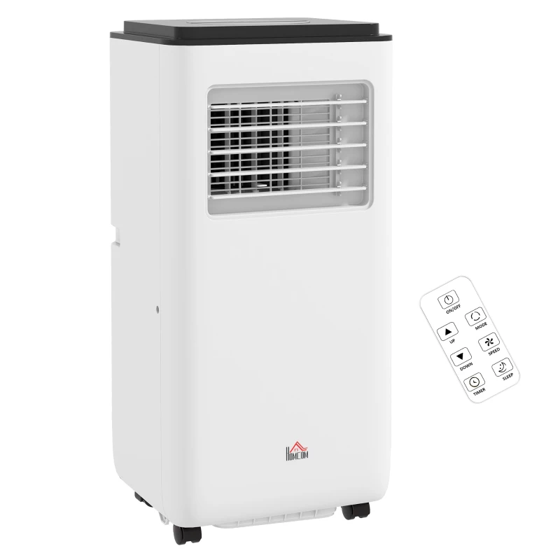 HOMCOM Ar Condicionado Portátil 10000 BTU 2900W Arrefecedor Ventilador Desumidificador 5 em 1 para Quarto 22m² 33x28x70,4 cm Branco