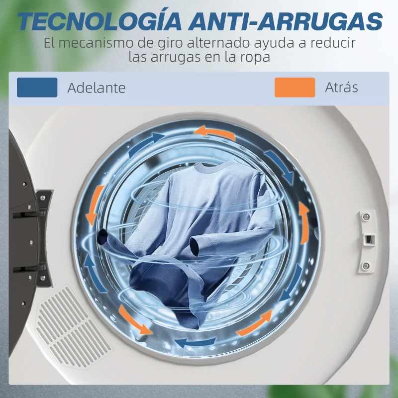 HOMCOM Secadora de Evacuación 3 KG 1000W Función Antiarrugas Función Esterilizar Temporizador Pantalla LED Táctil Blanco