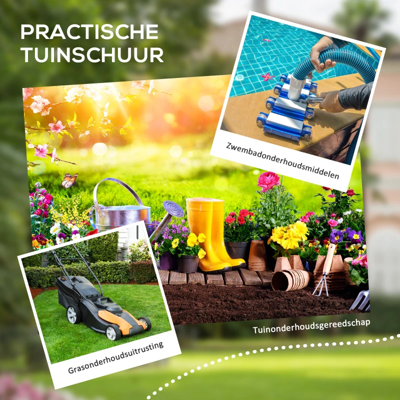 Outsunny Tuinschuur Metaal, Aluminium, Ruime Tuinschuur Met Slot, Ventilatie En Daglicht, 122x149x192/177 Cm, Grijs(m-6)