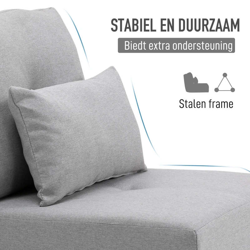 HOMCOM Vloersofa Slaapmat, 2-in-1 Ontwerp, Afneembaar Kussen, 60 x 80 x 56 cm, Grijs(m-5)