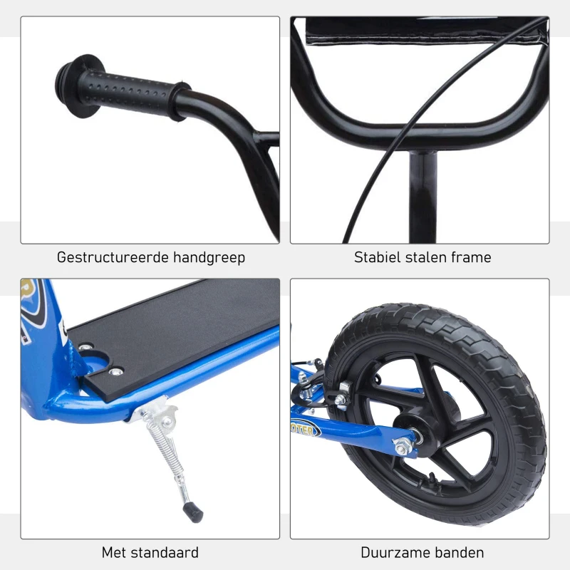HOMCOM kinderstep scooter step stadsscooter kinderscooter kickboard 12 inch blauw 120 x 52 x 80-88 cm(m-6)