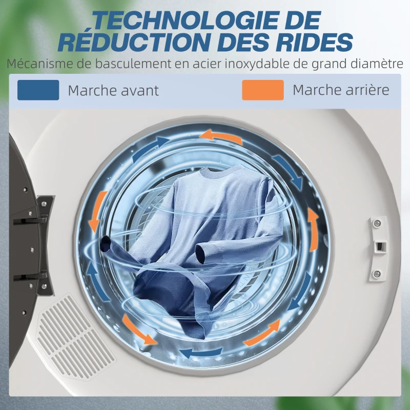 HOMCOM Sèche linge à évacuation, sèche-linge électrique 1000 W 3 Kg, 6 modes de séchage, minuterie, acier inoxydable, blanc