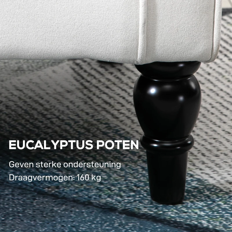 HOMCOM Elegante Oorfauteuil, Dik Gepolsterd, Afneembare Hoes, 74 x 86 x 102 cm, Crèmewit(m-7)