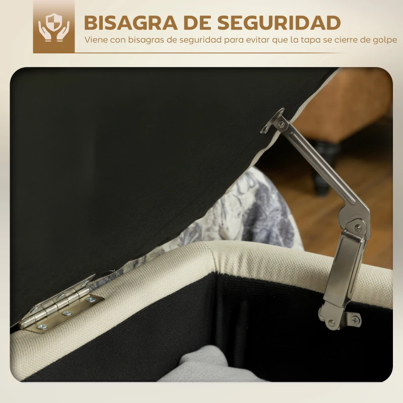 HOMCOM Banco de Almacenaje con Tapa Abatible y Patas de Acero para Dormitorio Salón Entrada 101x38,5x44,5 cm Beige
