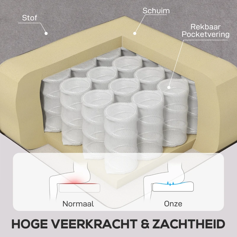 HOMCOM Elegante Oorfauteuil, Dik Gepolsterd, Afneembare Hoes, 74 x 86 x 102 cm, lichtgrijs