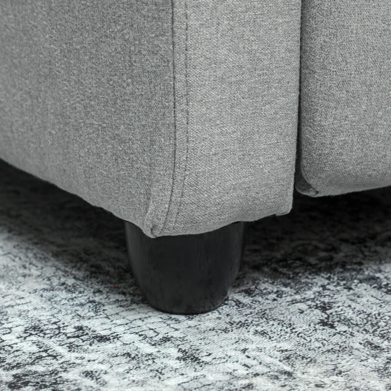 HOMCOM Fauteuil relaxant, réglable à 135°, repose-pieds extensible, accoudoirs rembourrés, lin-polyester, Gris clair