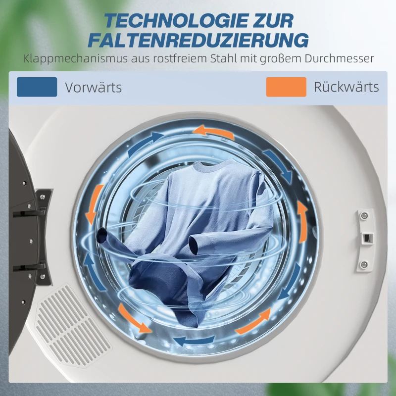 HOMCOM Wasdroger, 6 Programma's, 40-60℃, 4 kg capaciteit, compact, Touchbediening, Wit(m-6)