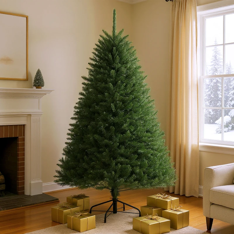 HOMCOM Albero di Natale Artificiale da 195 cm con 1838 Rami con Base in Acciaio per Interni, Verde