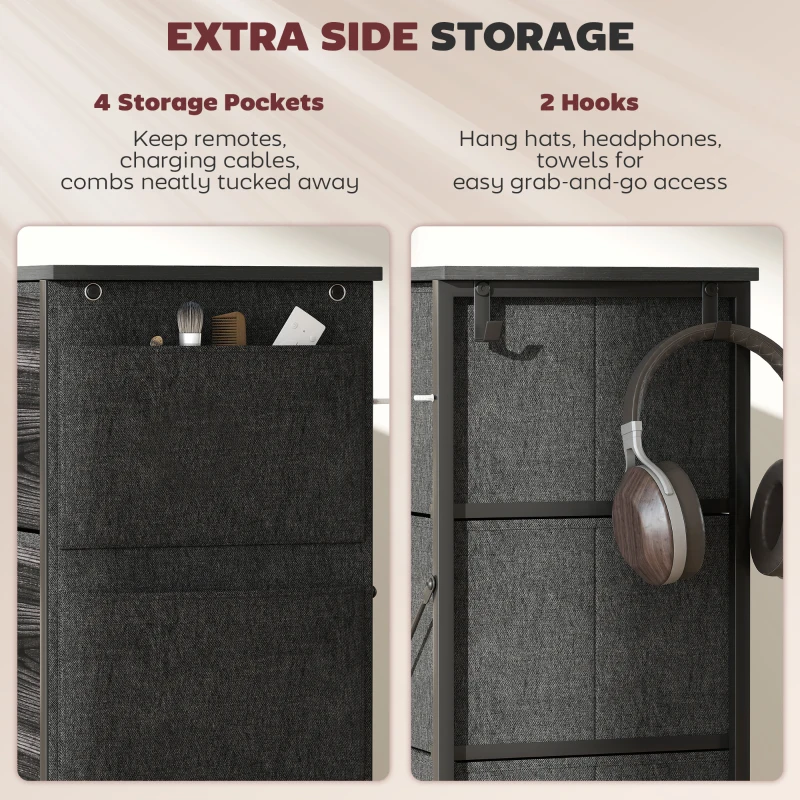 HOMCOM Chest of Eight Fabric Drawers - Black