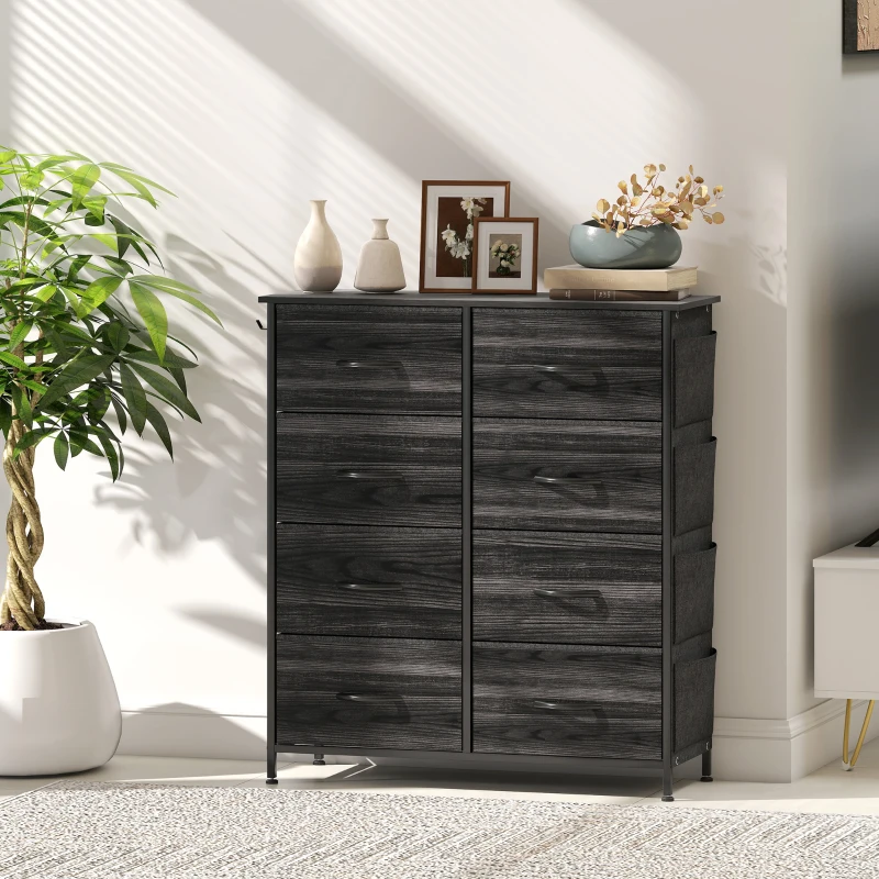 HOMCOM Chest of Eight Fabric Drawers - Black