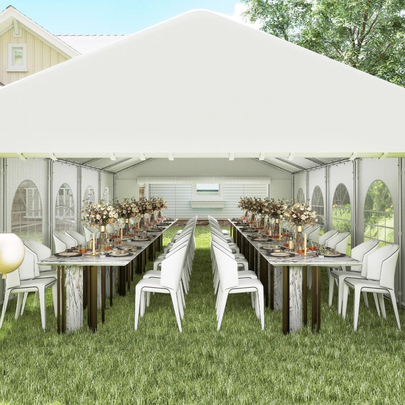 Outsunny Gazebo da Giardino 10x5m con Pareti Rimovibili e Finestre, Acciaio e Poliestere