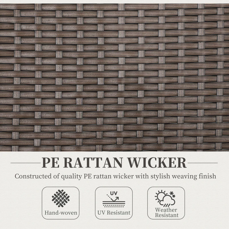 Outsunny Folding Rattan Garden Dining Chair with 5-level Reclining High Back, Wood Armrests for Outdoor, Patio - Brown