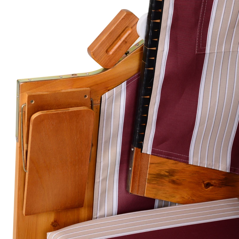 Outsunny Dubbele ligstoel met dak dubbele ligstoel chaise longue voetensteun PE rotan rood(m-9)