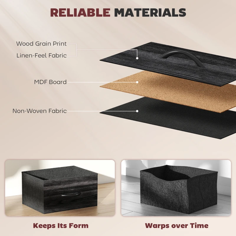 HOMCOM Chest of Eight Fabric Drawers - Black