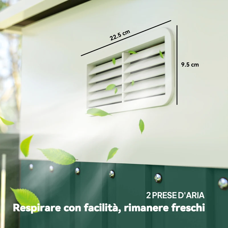 Outsunny Casetta da Giardino con Porta Scorrevole, in Acciaio, 345x280.5x169-201cm, Verde