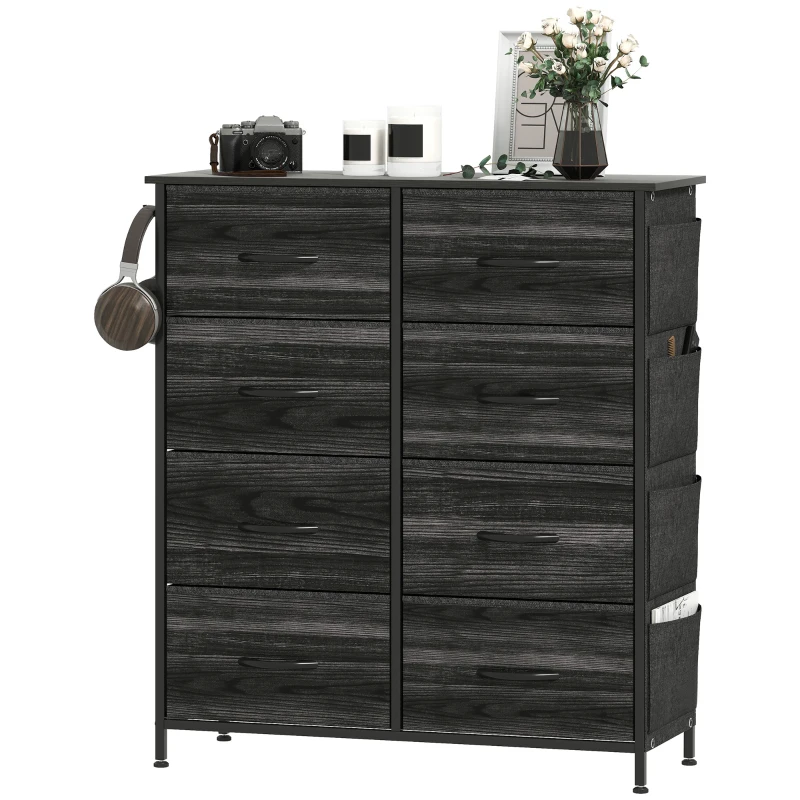 HOMCOM Chest of Eight Fabric Drawers - Black