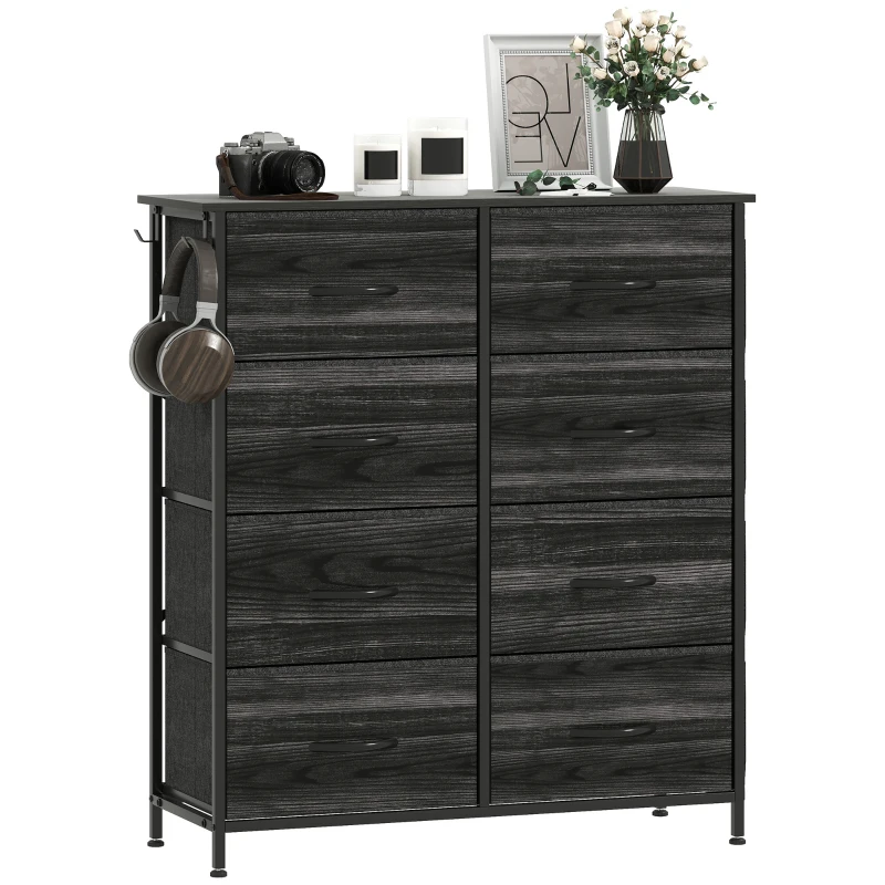 HOMCOM Chest of Eight Fabric Drawers - Black