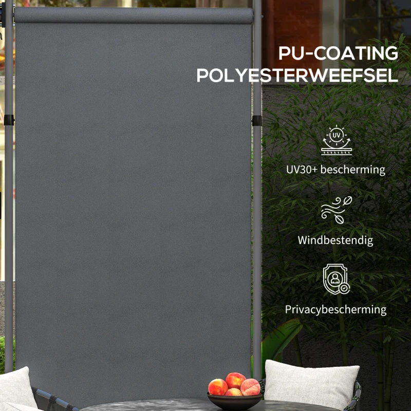 Outsunny Verstelbare Freestanding Zonnescherm zonder Boren - Aluminium Frame - 1,5 x 2,2-3,1 m - Donkergrijs