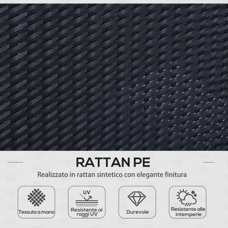 Outsunny Set Mobili Rattan da Esterno 6pz con Cuscini Giardino Nero