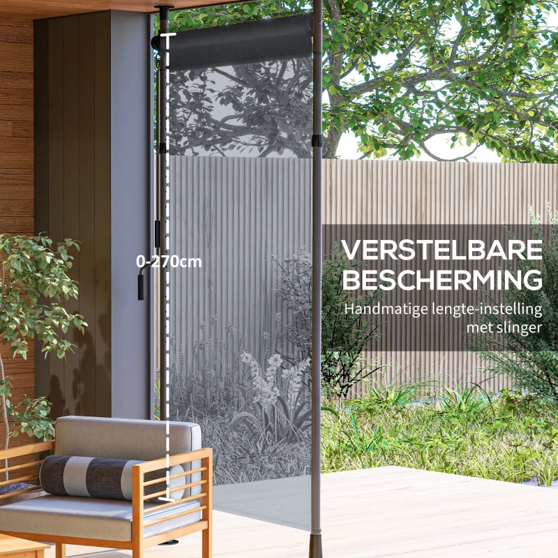 Outsunny Verstelbare Freestanding Zonnescherm zonder Boren - Aluminium Frame - 1,5 x 2,2-3,1 m - Donkergrijs