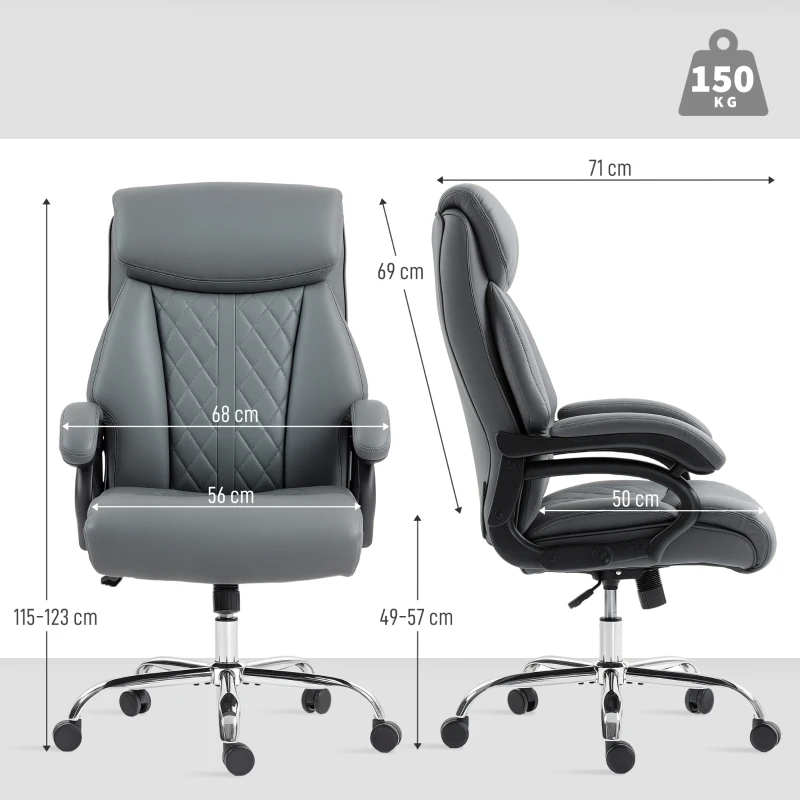 HOMCOM Super Padded Faux Leather Office Chair - Charcoal Grey