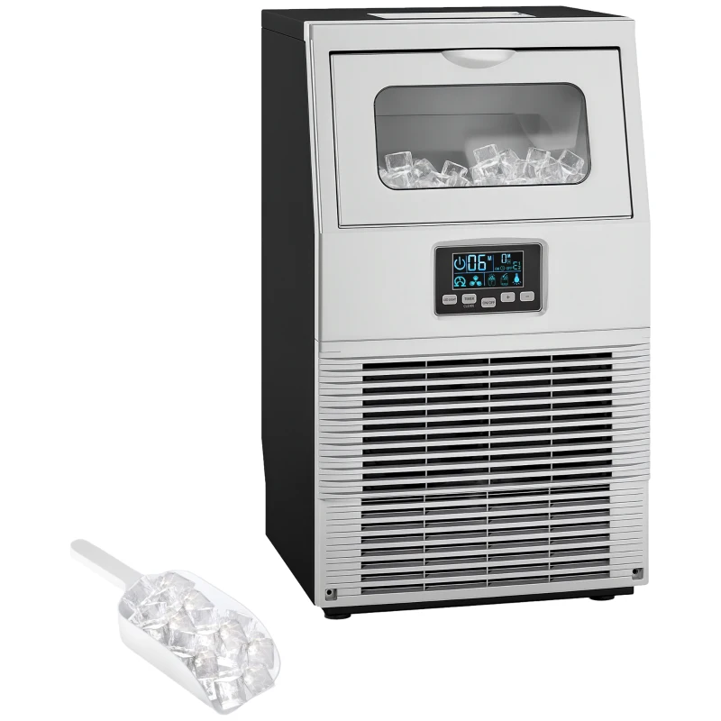 HOMCOM Commercial Ice Maker with 4kg Ice Storage - Silver Tone