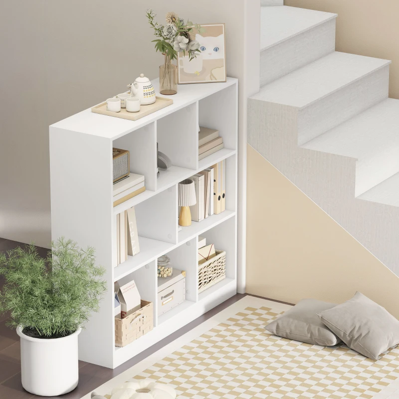 HOMCOM Estantería Librero Standregal, 8 Compartimientos, 97,5 x 30 x 100 cm, Blanco
