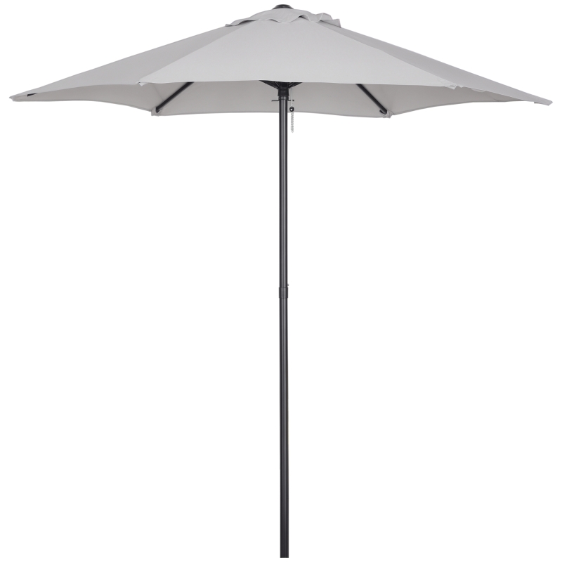 Outsunny Chapéu de Sol de Jardim Ø196x204 cm com Mastro de Alumínio Manivela Teto com Ventilação Suporte de Fixação e Desmontável  Cinzento Claro