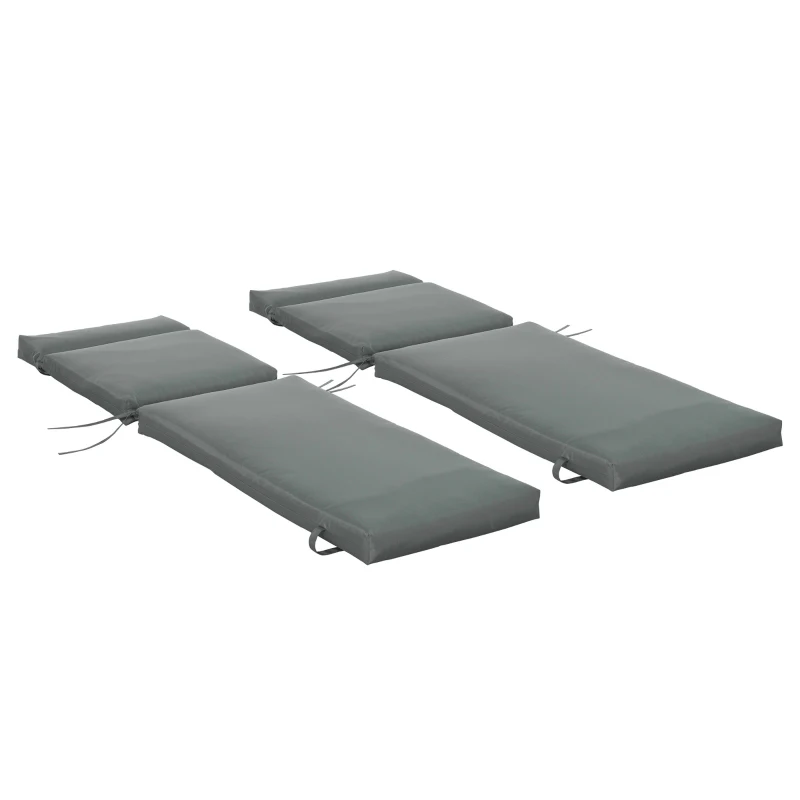 Outsunny Pack 2 Cojines para Tumbona 196x55x8 cm Colchonetas para Tumbona Acolchadas de Jardín Terraza Patio Gris
