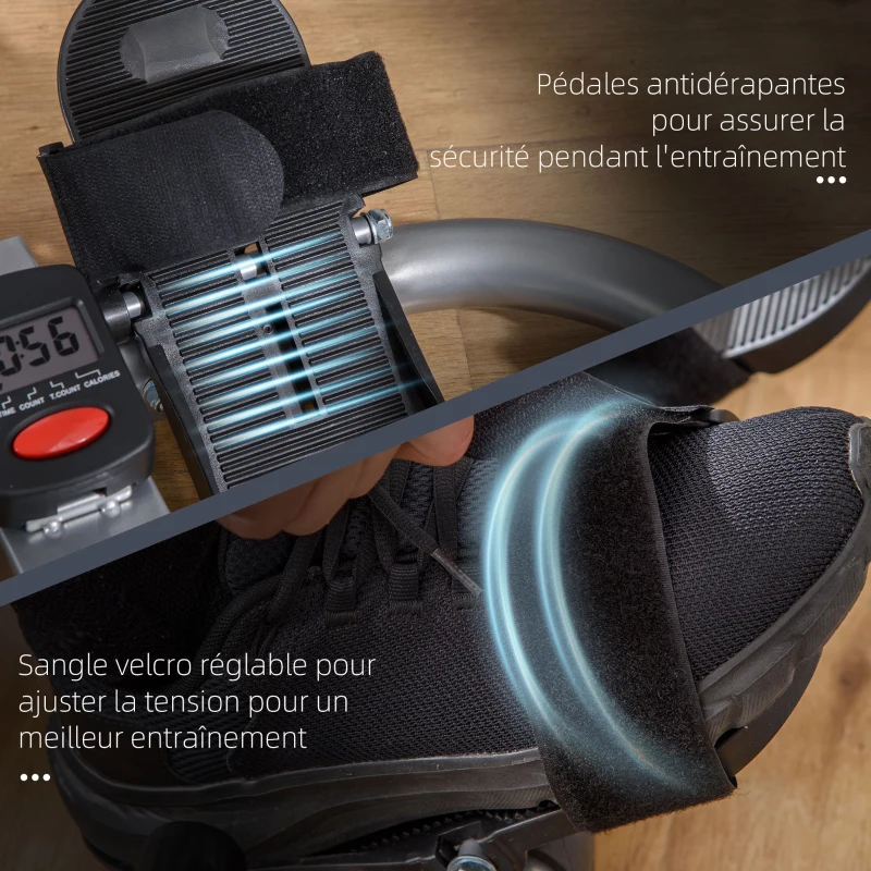 Rameur d'appartement pliable - Collaboration Aosom.fr x FFHandball - 3 niveaux de résistance écran multifonction, acier