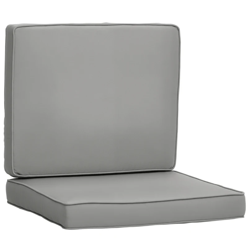 Outsunny Lot de 2 coussins de chaise coussins d'assise déhoussables coussins matelassé rembourré mousse polyester gris clair