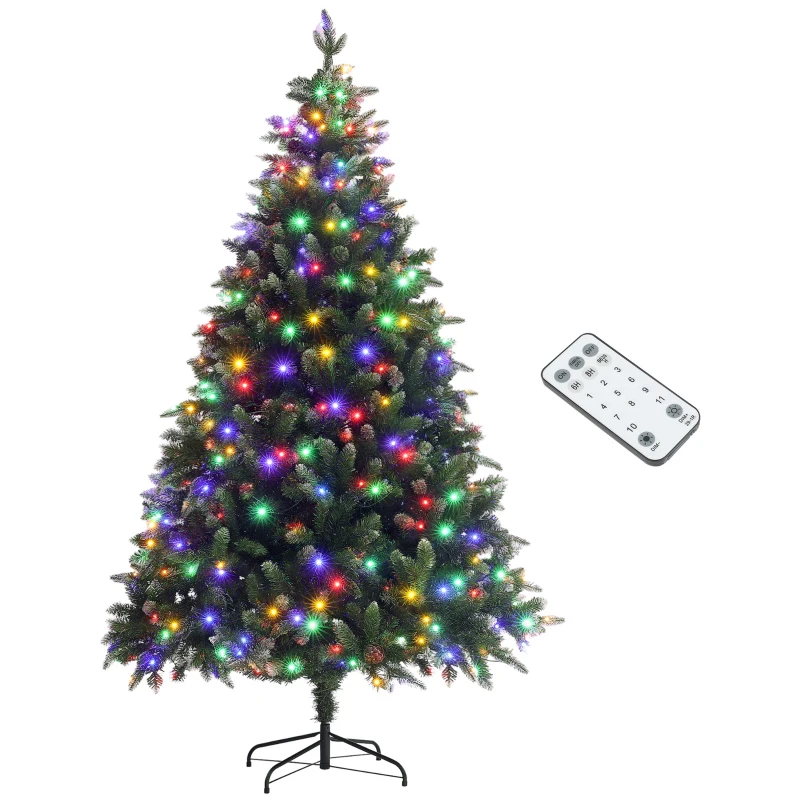 HOMCOM 7ft LED Pre-Lit Artificial Christmas Tree, with Base