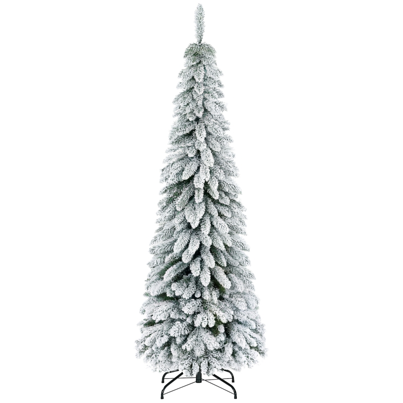 HOMCOM Knstlicher Weihnachtsbaum, 1,80 m, mit 523 Zweigen, Kunstschnee,  lebensechtes Aussehen, schlanke Form | Aosom.de