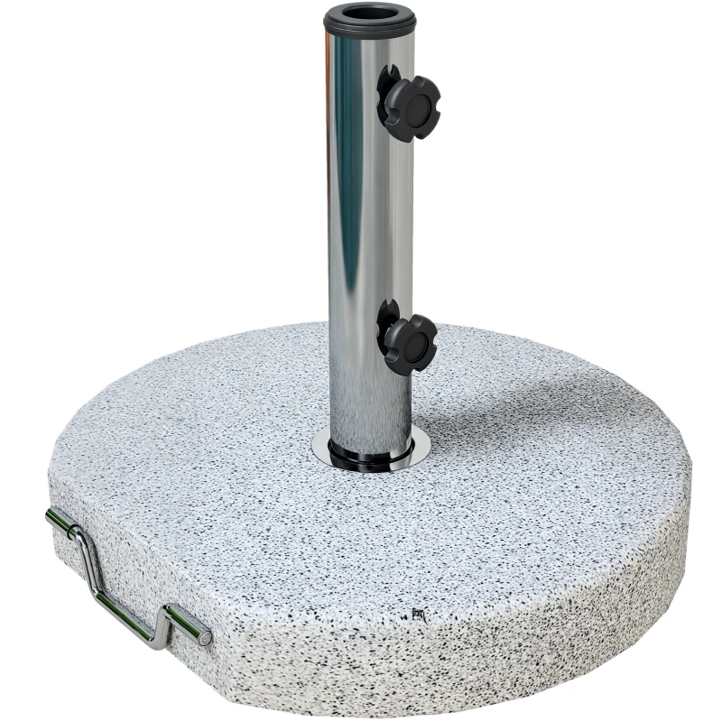 Outsunny Sonnenschirmständer aus Granit 25,5kg Schirmständer, Rund Schirmhalter für Sonnenschirm 32/38/48mm