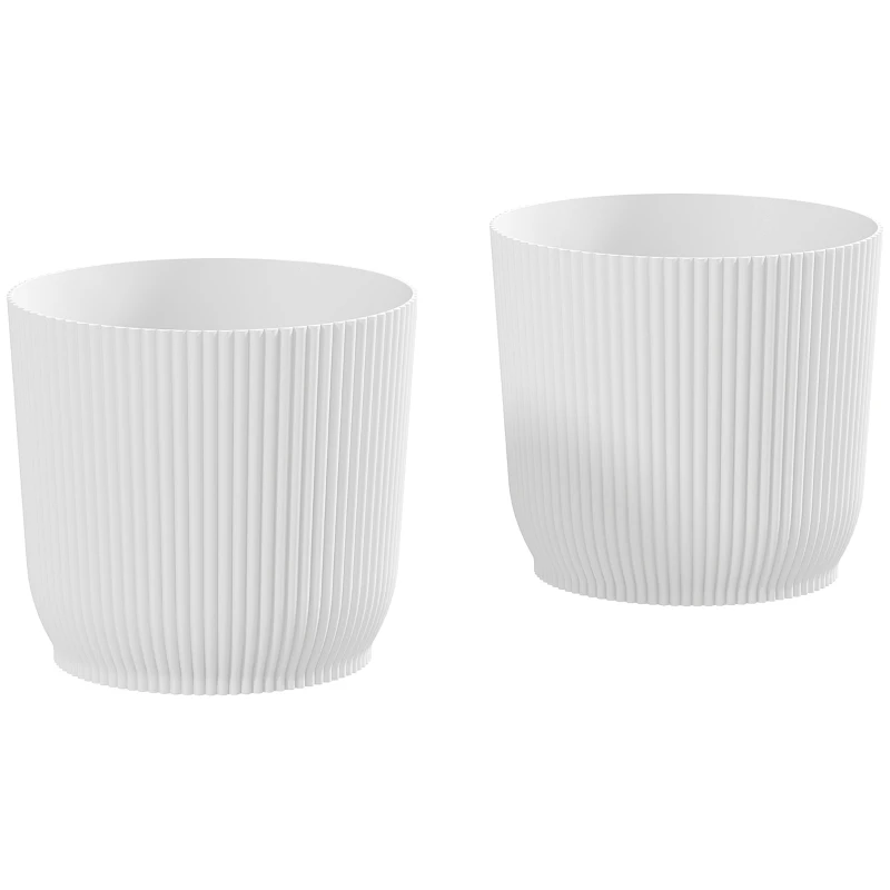 Outsunny Set of Two Ф22cm Planters - White
