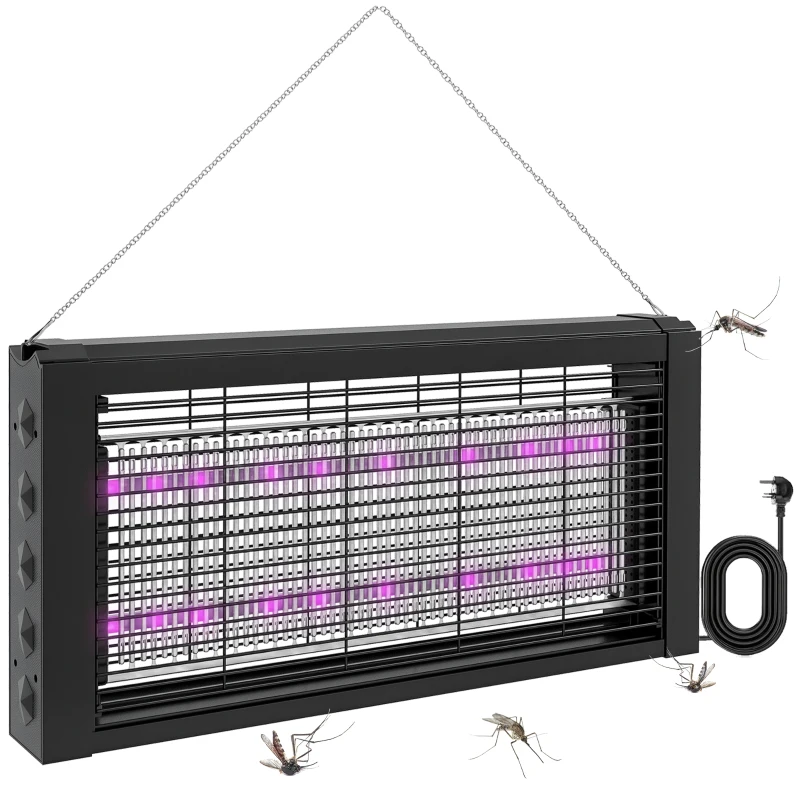 HOMCOM Lampă Anti-Țânțari de Interior 8W cu Lanț și Plasă de Protecție Negru