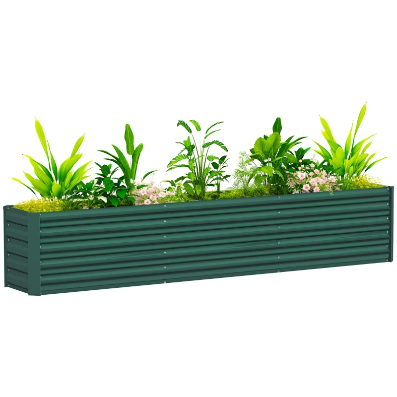 Outsunny Letto per Orto a Fondo Aperto con Bordi Arrotondati in Acciaio Zincato, 240x40x45 cm, Verde